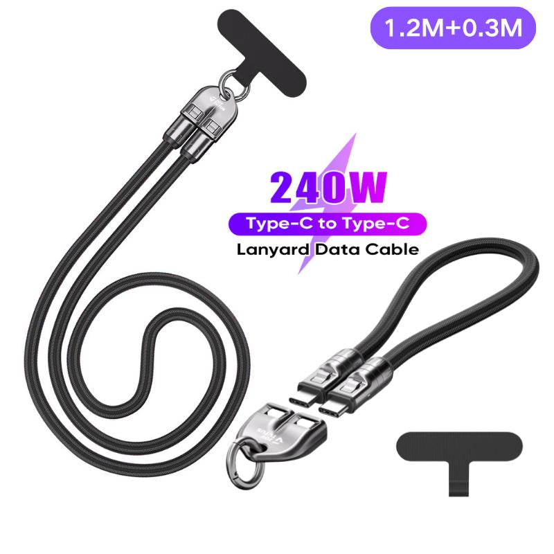 JOYTUTUS 240W USB-C Fast Charging Phone Lanyard | 7Mm Nylon | Crossbody/Wrist Strap | Iphone 16/15/Samsung/Pixel