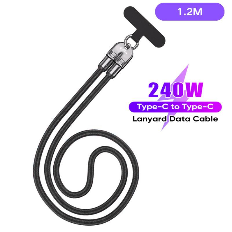 JOYTUTUS 240W USB-C Fast Charging Phone Lanyard | 7Mm Nylon | Crossbody/Wrist Strap | Iphone 16/15/Samsung/Pixel