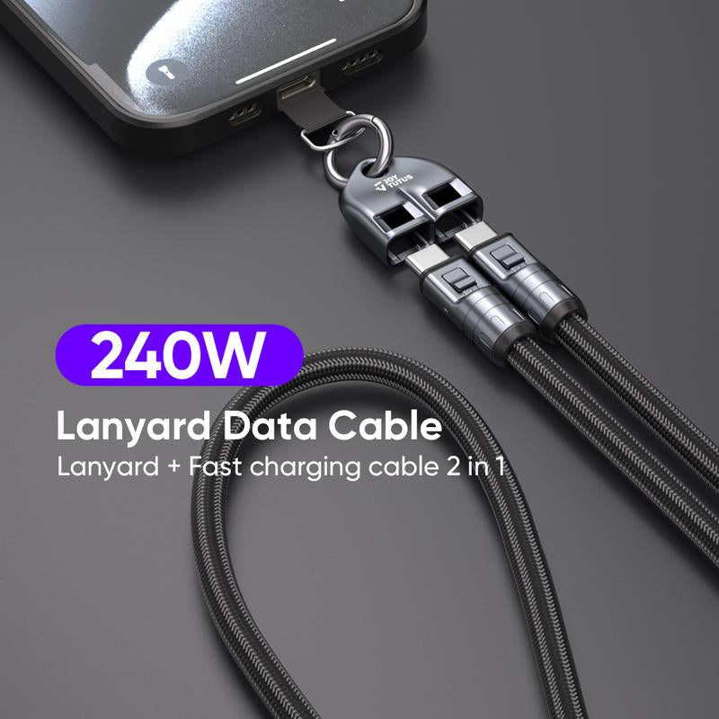 JOYTUTUS 240W USB-C Fast Charging Phone Lanyard | 7Mm Nylon | Crossbody/Wrist Strap | Iphone 16/15/Samsung/Pixel